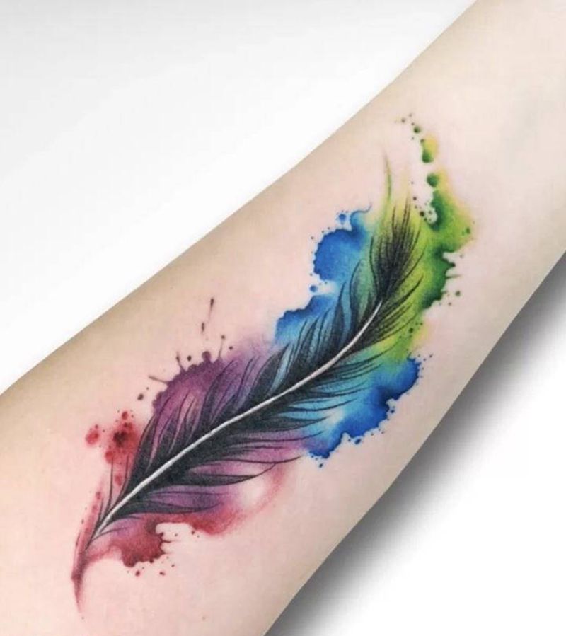 羽毛纹身图片_手部纹身图案