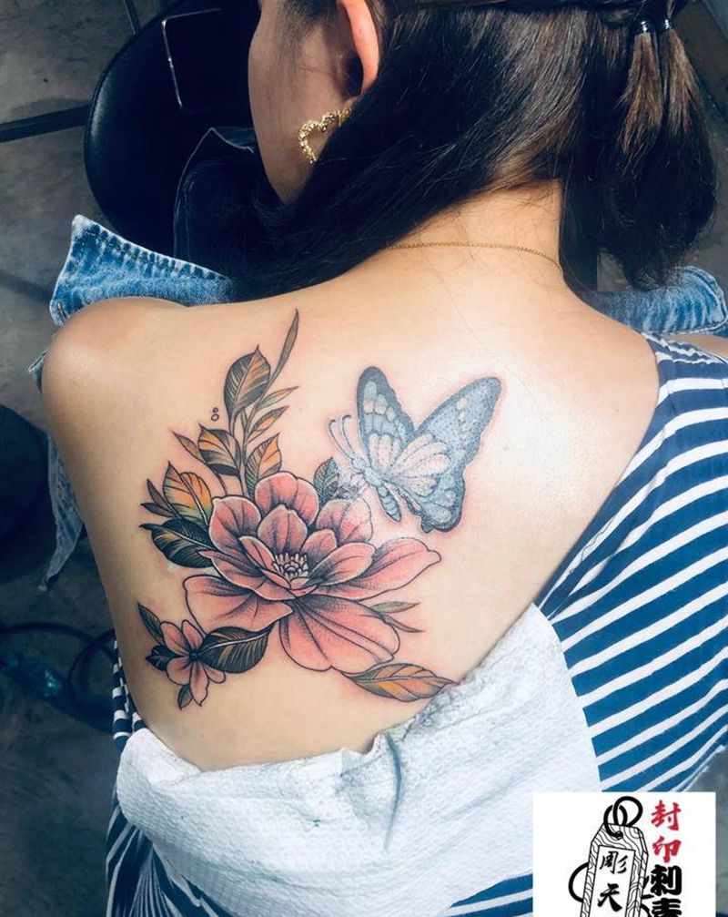 遮盖图纹身图片_背部新传统纹身图案