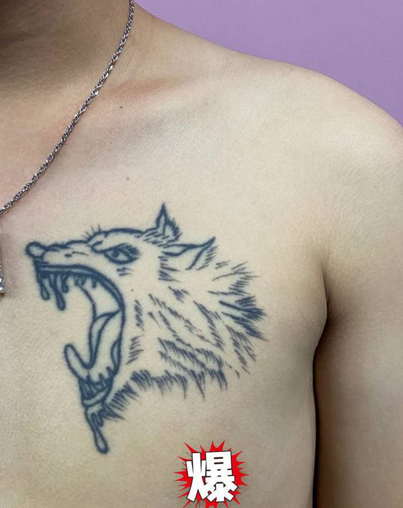 遮盖纹身图片_胸部纹身图案