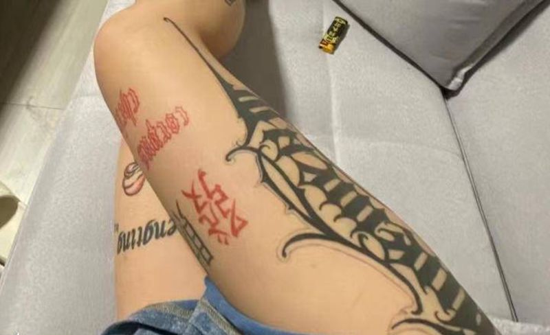 买家秀纹身图片_腿部纹身图案