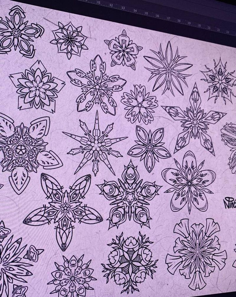 不同的花纹身图片_手臂腿部图腾点刺纹身图案