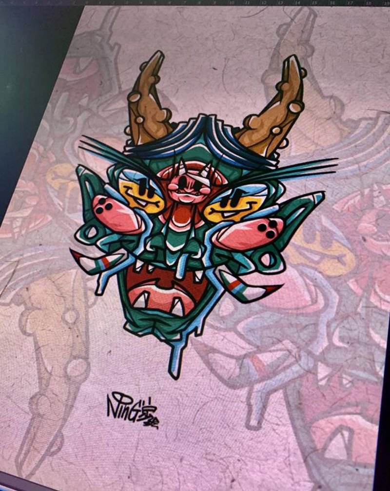 爱哭的般若纹身图片_手臂腿部New School纹身图案