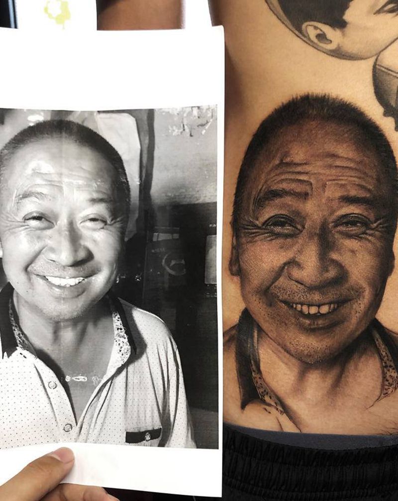 肖像纹身图片_腰部腹部纹身图案