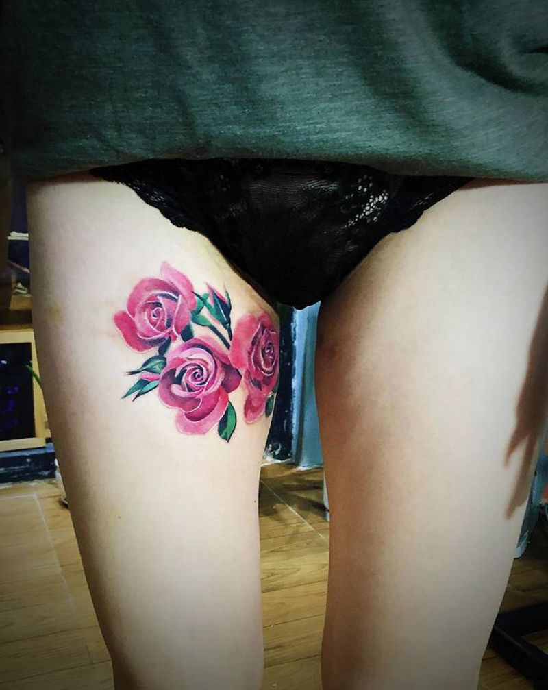 疤痕遮盖纹身图片_腿部纹身图案