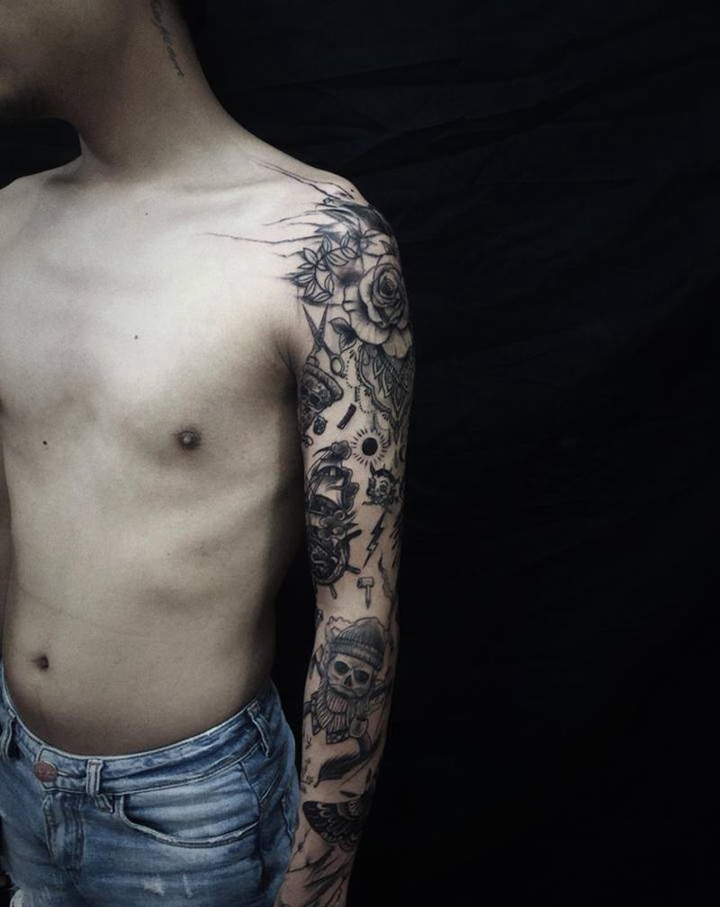 sldschool风格纹身图片_手臂纹身图案