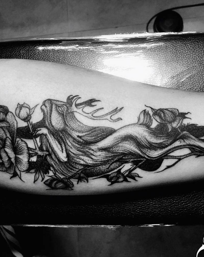 暗黑 兔子纹身图片_手臂点刺暗黑纹身图案