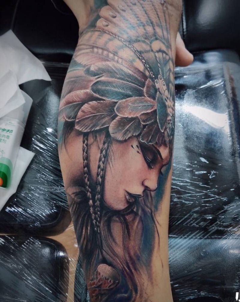 包小腿待续纹身图片_腿部纹身图案