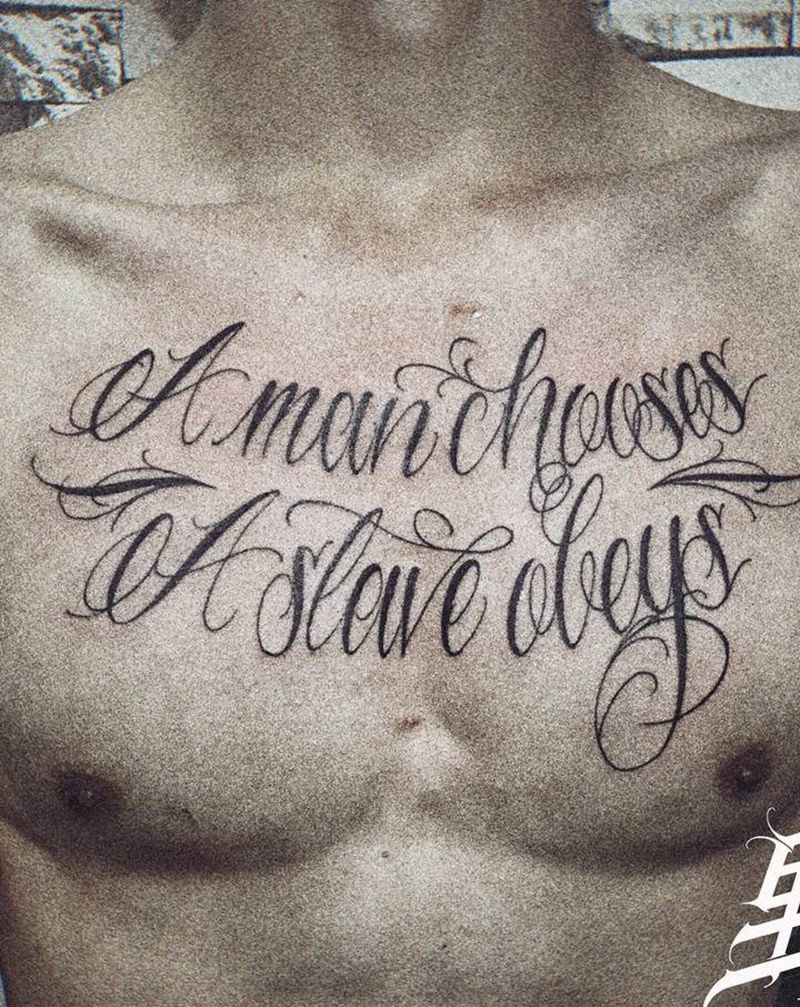 英文花体纹身图片_胸部花体字纹身图案