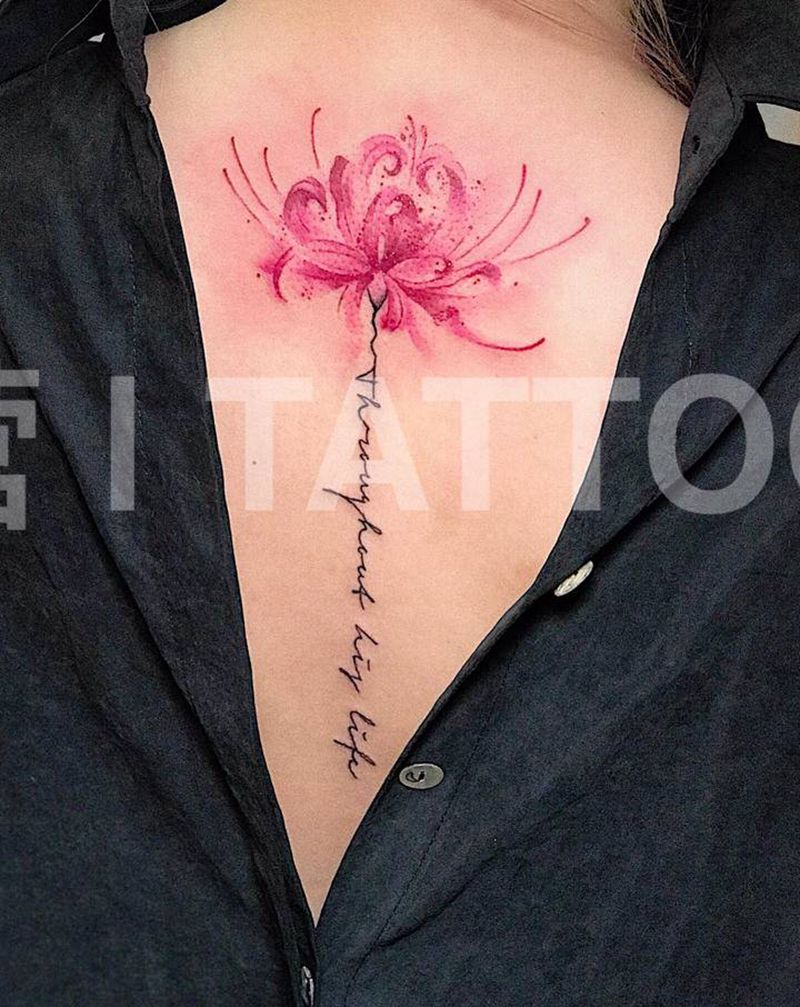 彼岸花纹身图片_背部纹身图案