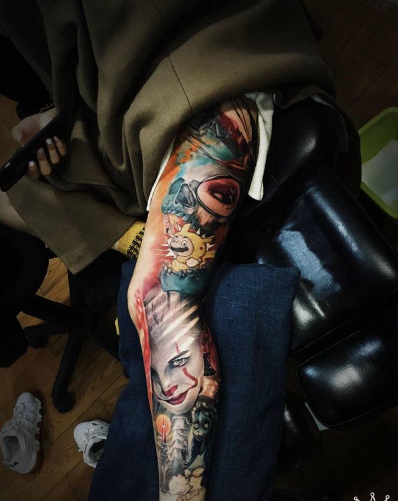 i尝试一洗新风格纹身图片_腿部纹身图案