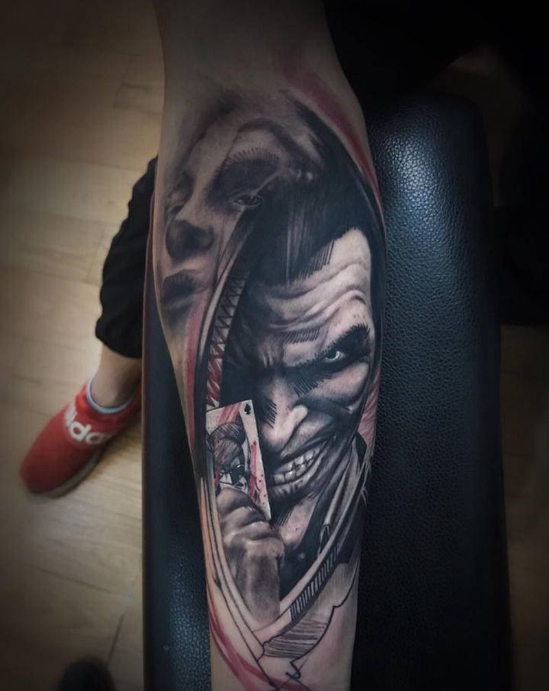 小丑纹身图片_手臂纹身图案