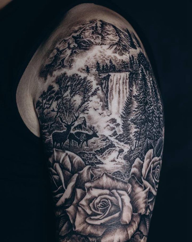 大自然纹身图片_手臂纹身图案