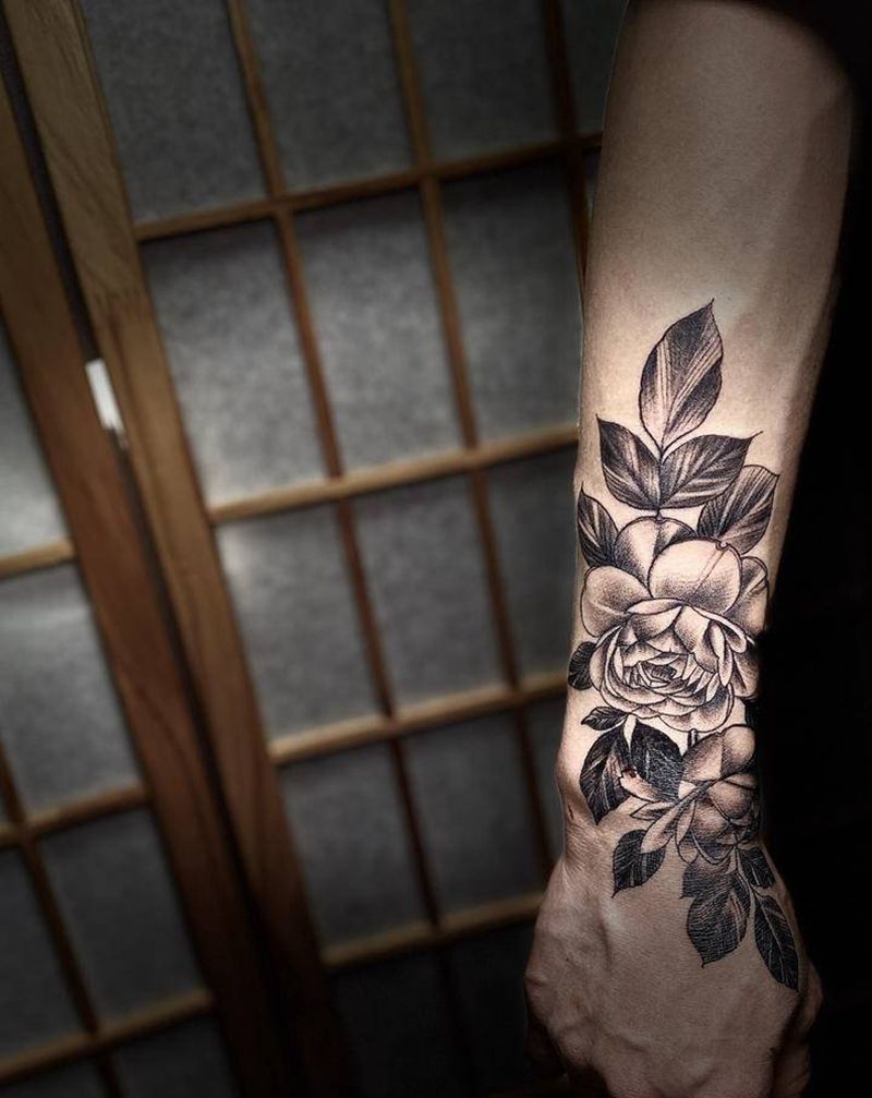 素花纹身图片_手臂纹身图案