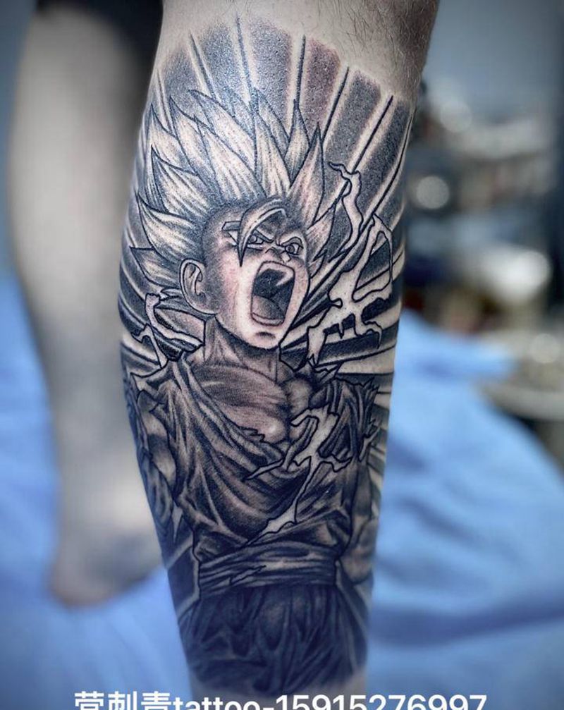 悟空纹身图片_腿部纹身图案