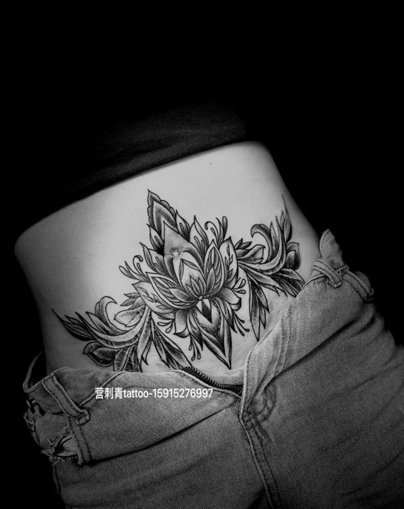 遮盖妊娠纹纹身图片_腹部纹身图案