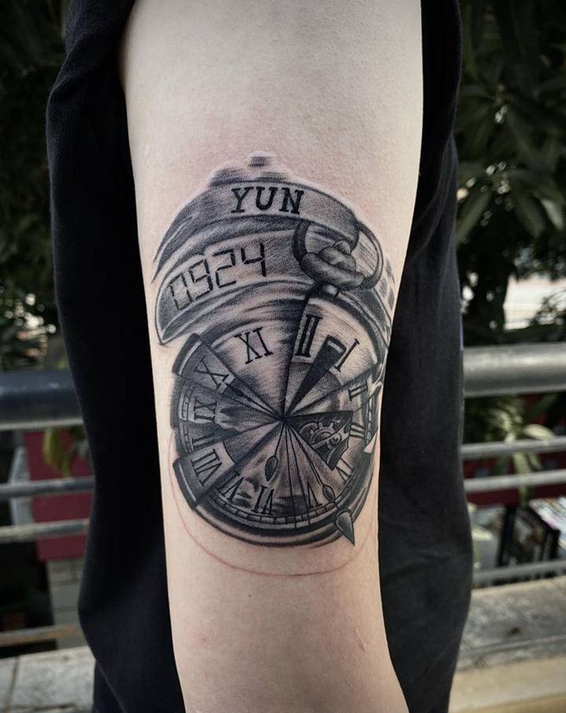 怀表纹身图片_手臂纹身图案