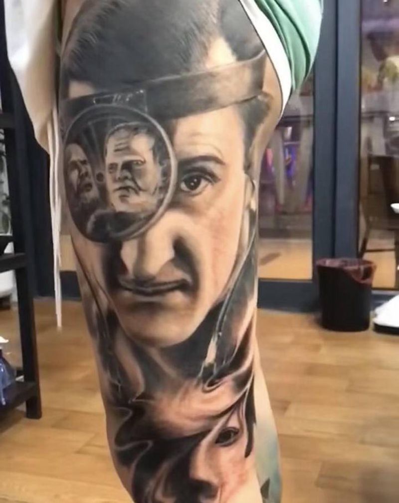 花腿继续纹身图片_腿部纹身图案