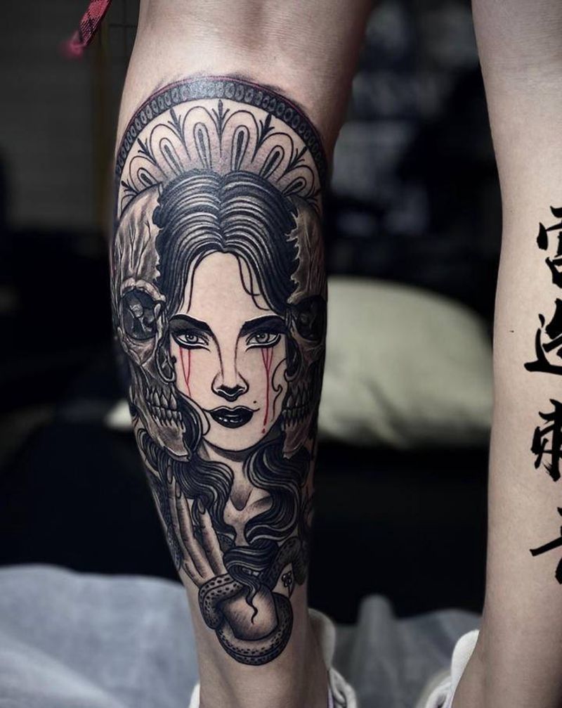 裂变纹身图片_腿部纹身图案