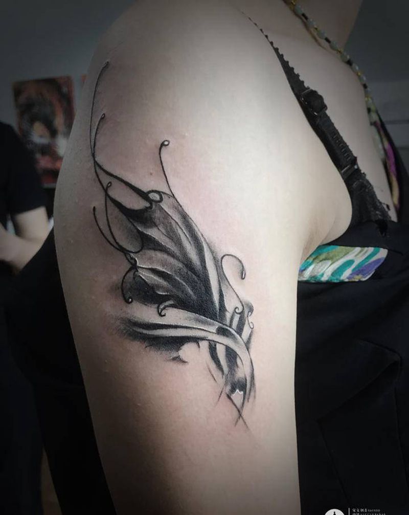 万达店驻店作品纹身图片_肩部纹身图案