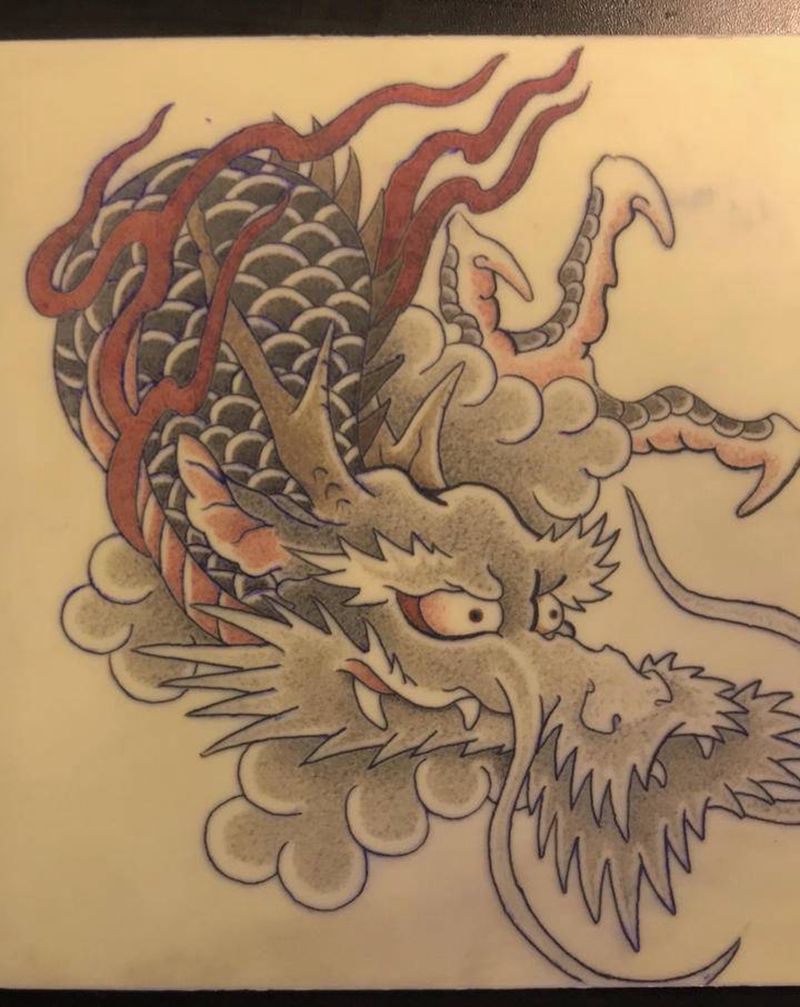 练习皮日式傳統l龙纹身图片_老传统纹身图案