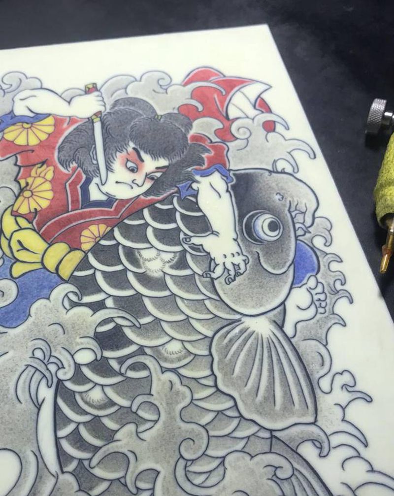 练习皮 西塔鬼若丸纹身图片_老传统纹身图案