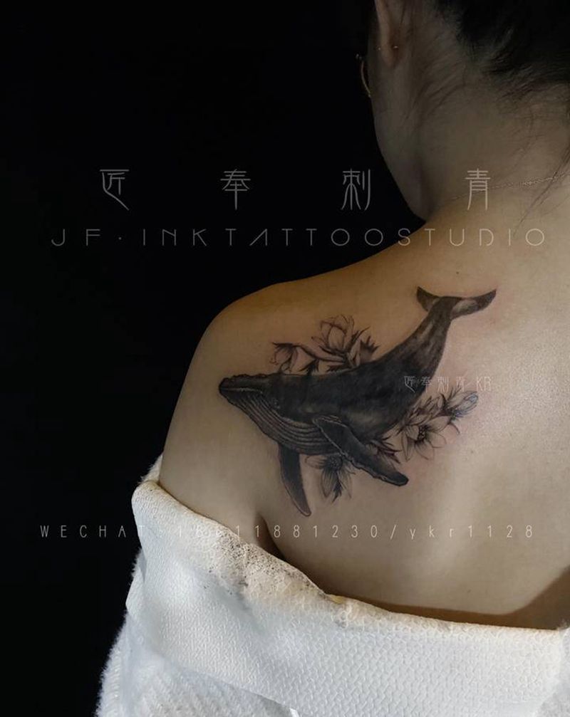 遮盖旧纹身纹身图片_背部点刺纹身图案