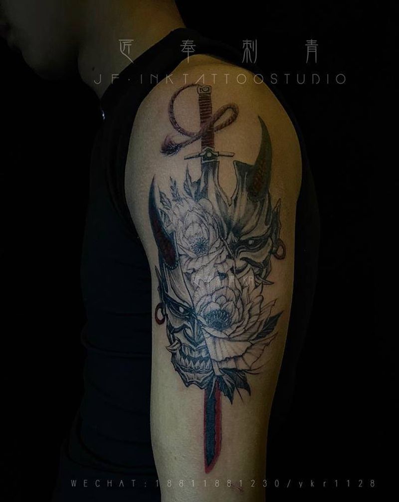 般若纹身图片_手臂新传统纹身图案