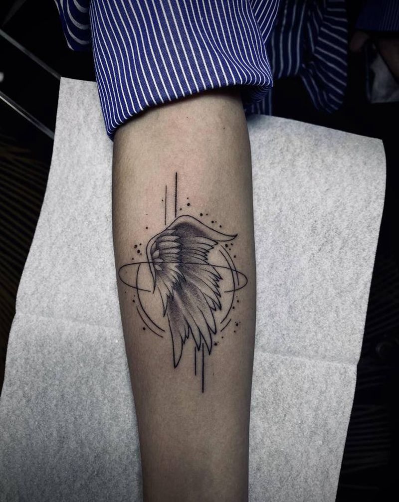 翅膀纹身纹身图片_手臂纹身图案