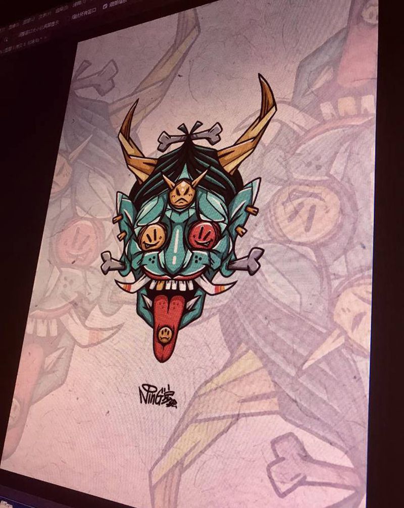 般若X纹身图片_手臂腿部New School纹身图案