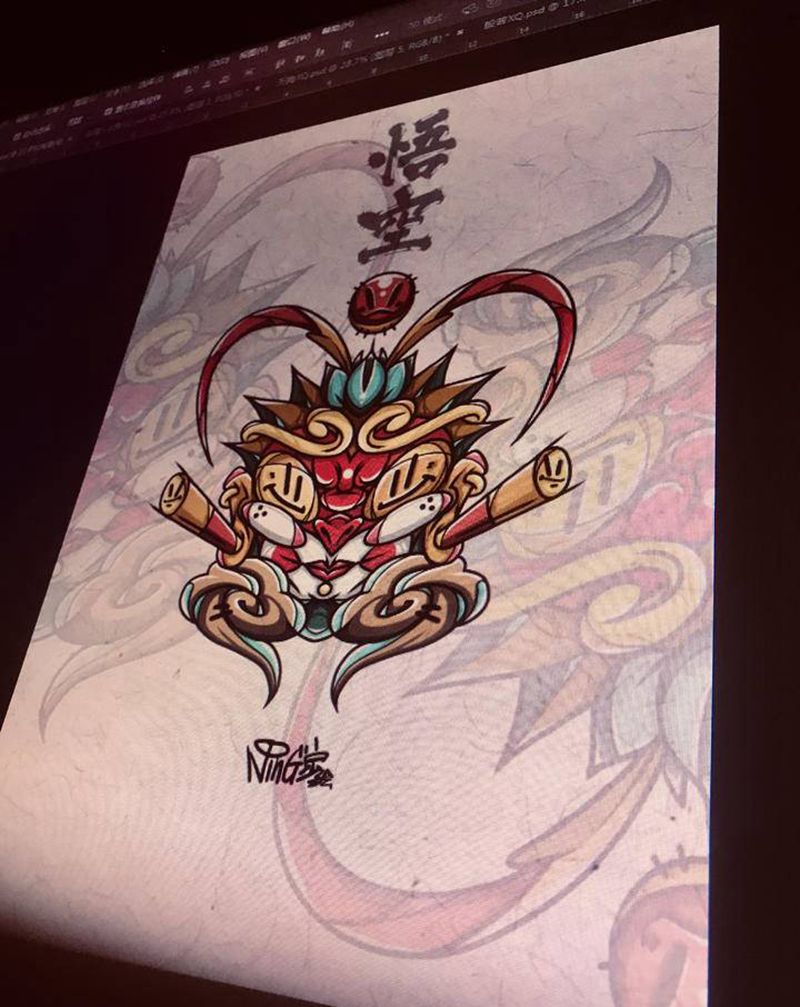 悟空纹身图片_手臂腿部New School纹身图案