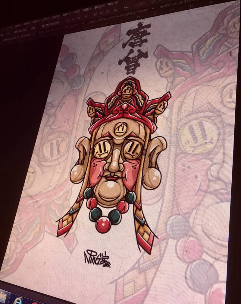 唐三藏纹身图片_手臂腿部New School纹身图案