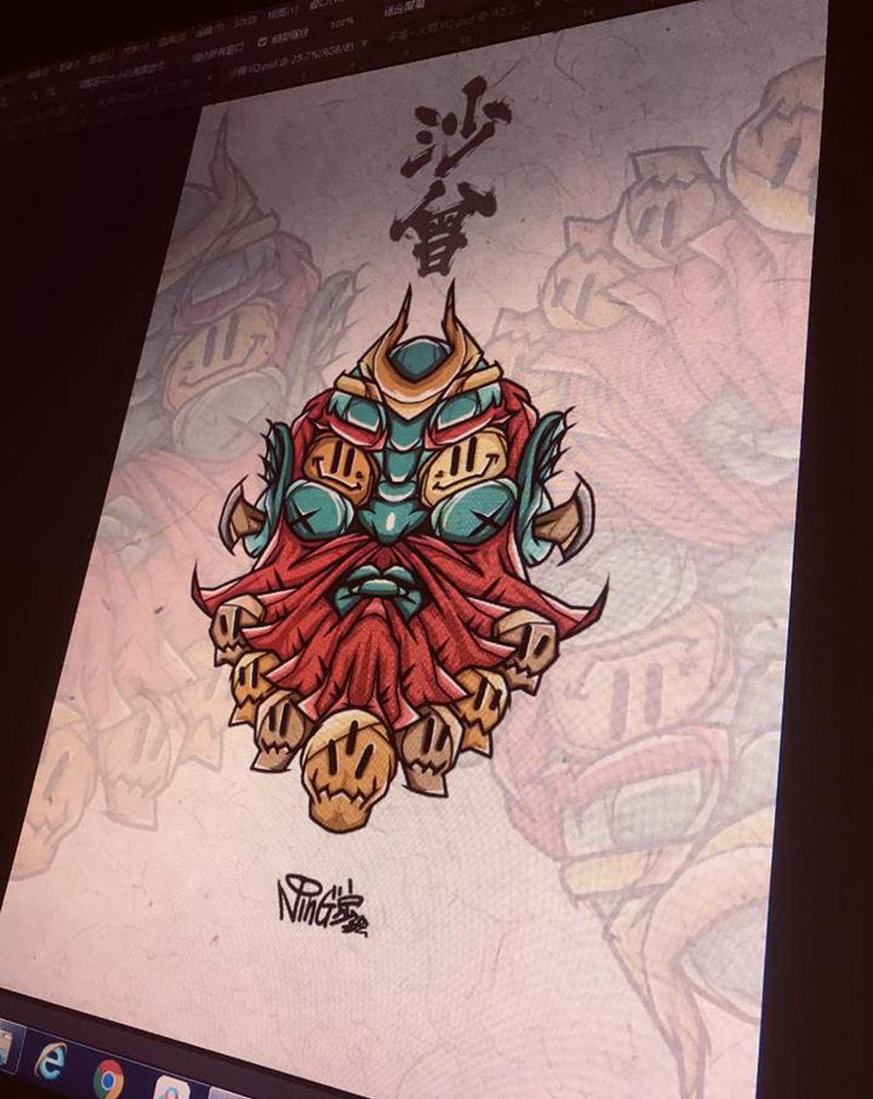 沙曾纹身图片_手臂腿部New School纹身图案