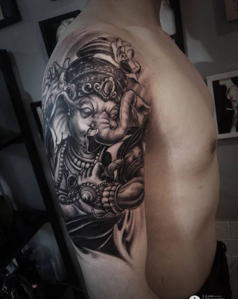 象神纹身图片_手臂纹身图案