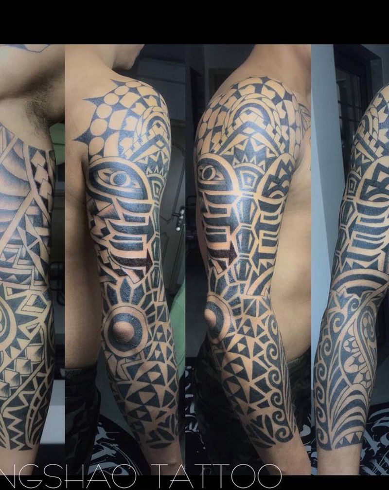 图腾大花臂纹身图片_手臂图腾纹身图案