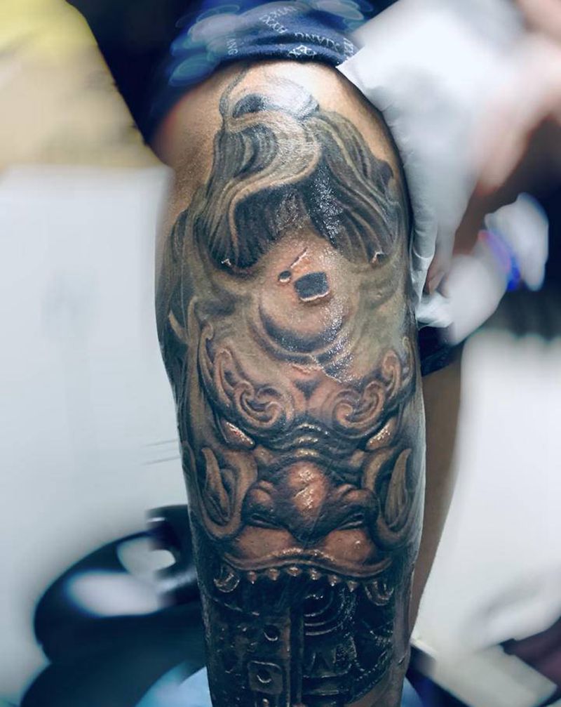 收完成，纹身图片_腿部纹身图案