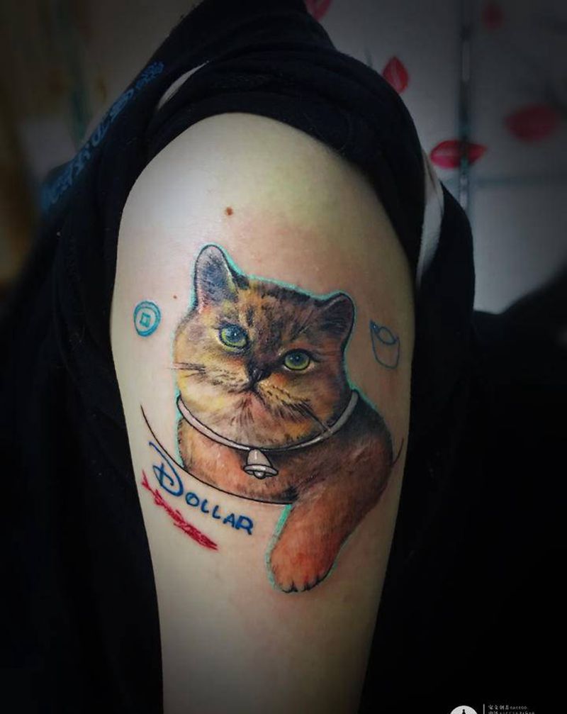 猫咪纹身图片_手臂纹身图案