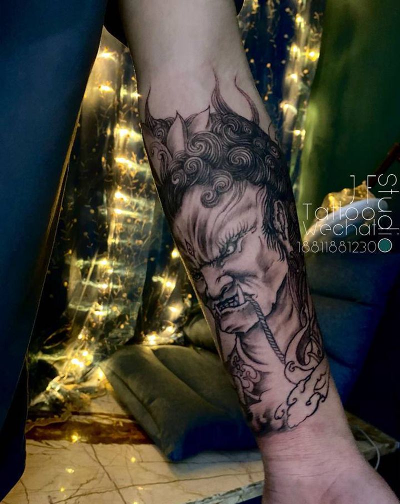 不动明王纹身图片_手臂新传统纹身图案