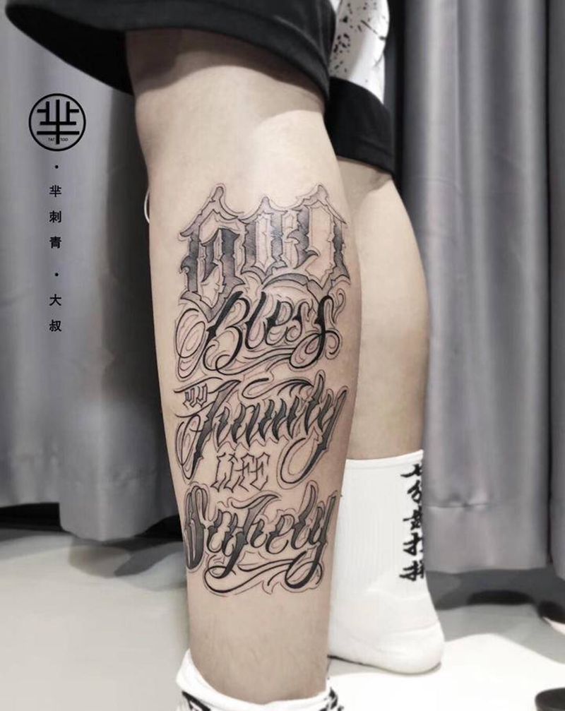 花体纹身图片_腿部纹身图案