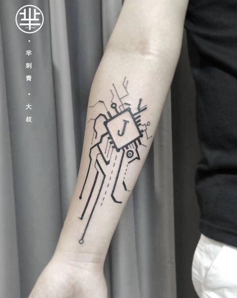 哈哈 长的像线路板纹身图片_手臂纹身图案