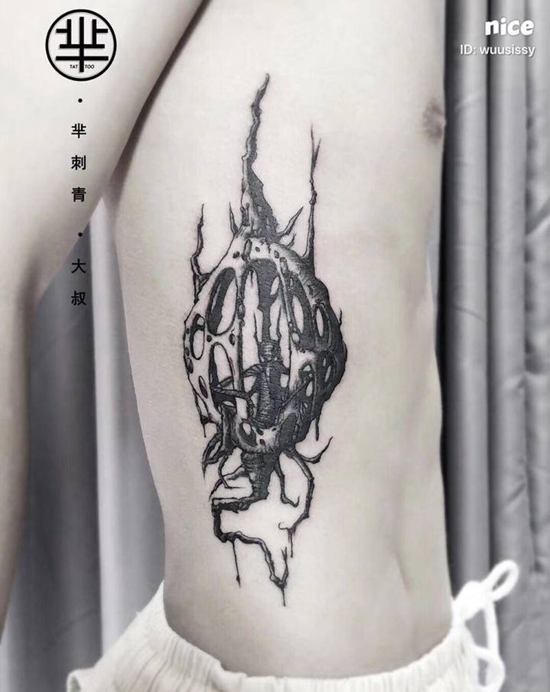 滴滴滴纹身图片_腰部纹身图案