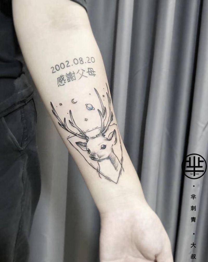 小鹿鹿纹身图片_手臂手部纹身图案