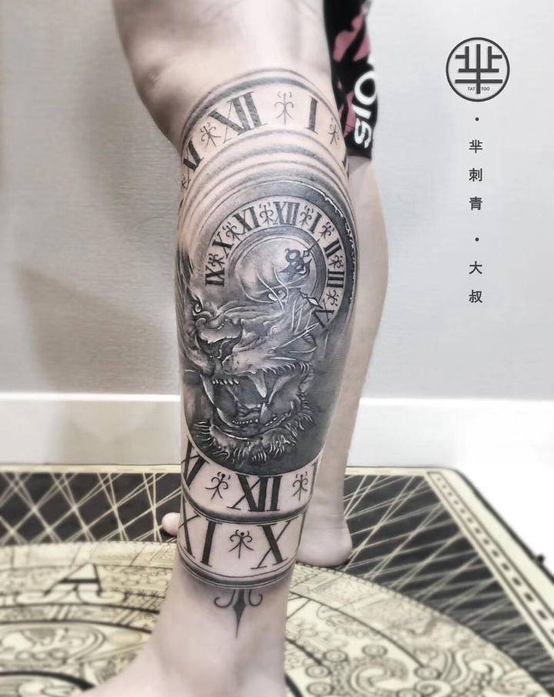 欧美写实纹身图片_腿部欧美写实纹身图案