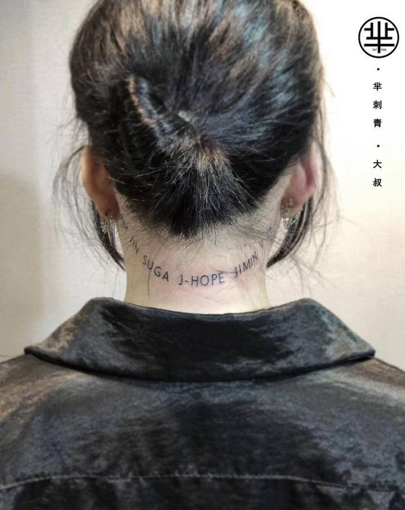 英文纹身图片_颈部纹身图案