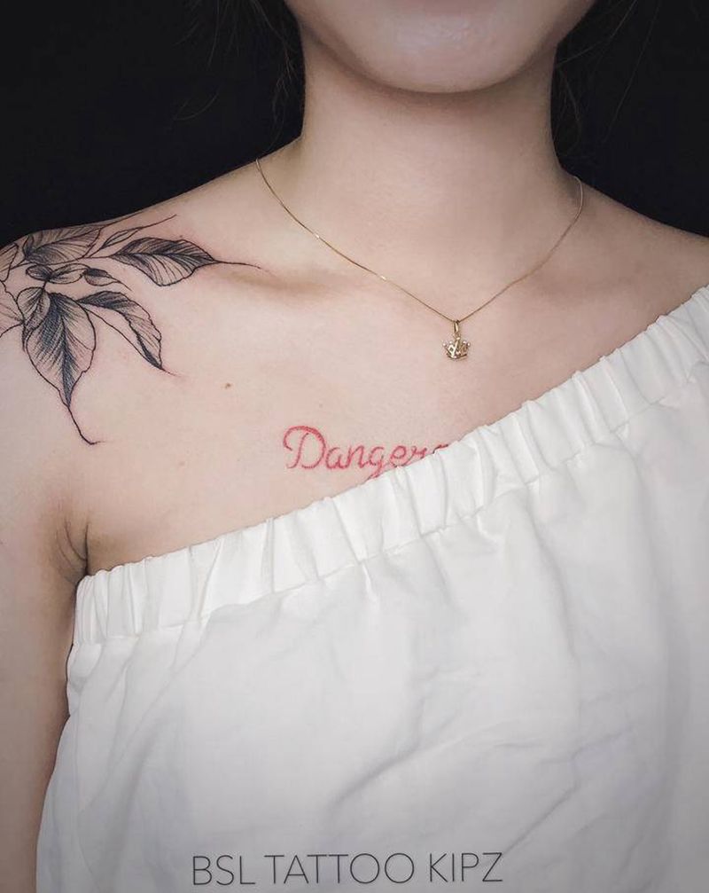 肩花纹身图片_肩部手臂点刺韩国小清新素花玫瑰纹身图案