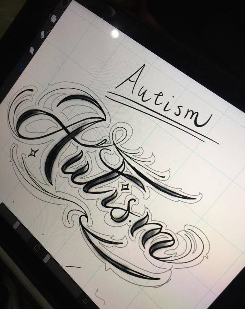 孤独纹身图片_手臂花体字纹身图案