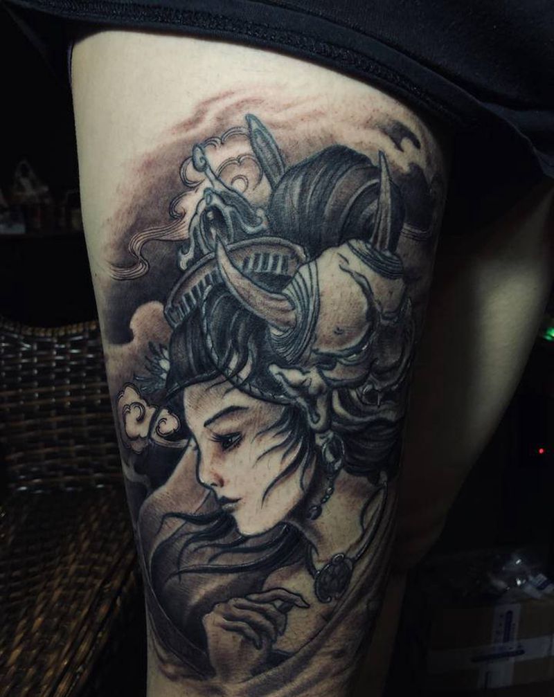 艺伎纹身图片_新传统纹身图案