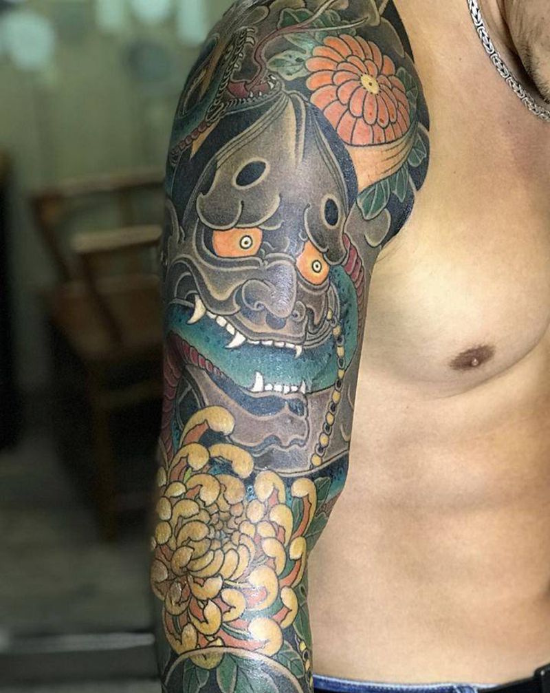 花臂纹身图片_老传统纹身图案