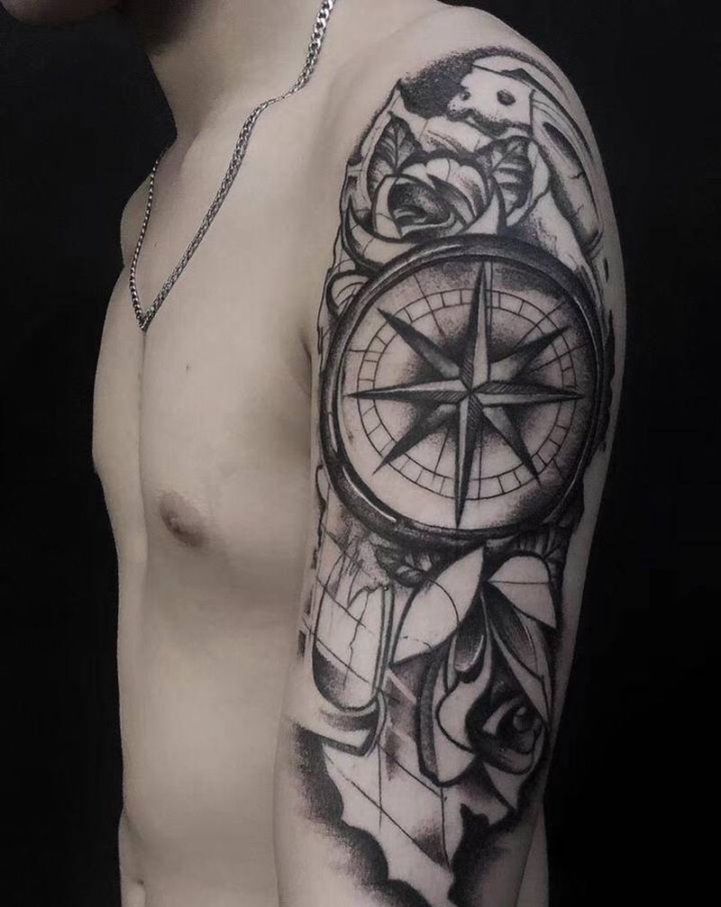 航海系列纹身图片_手臂欧美写实纹身图案