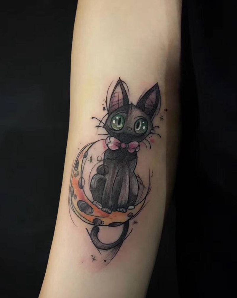 魔法吉吉猫纹身图片_手臂New School水彩纹身图案