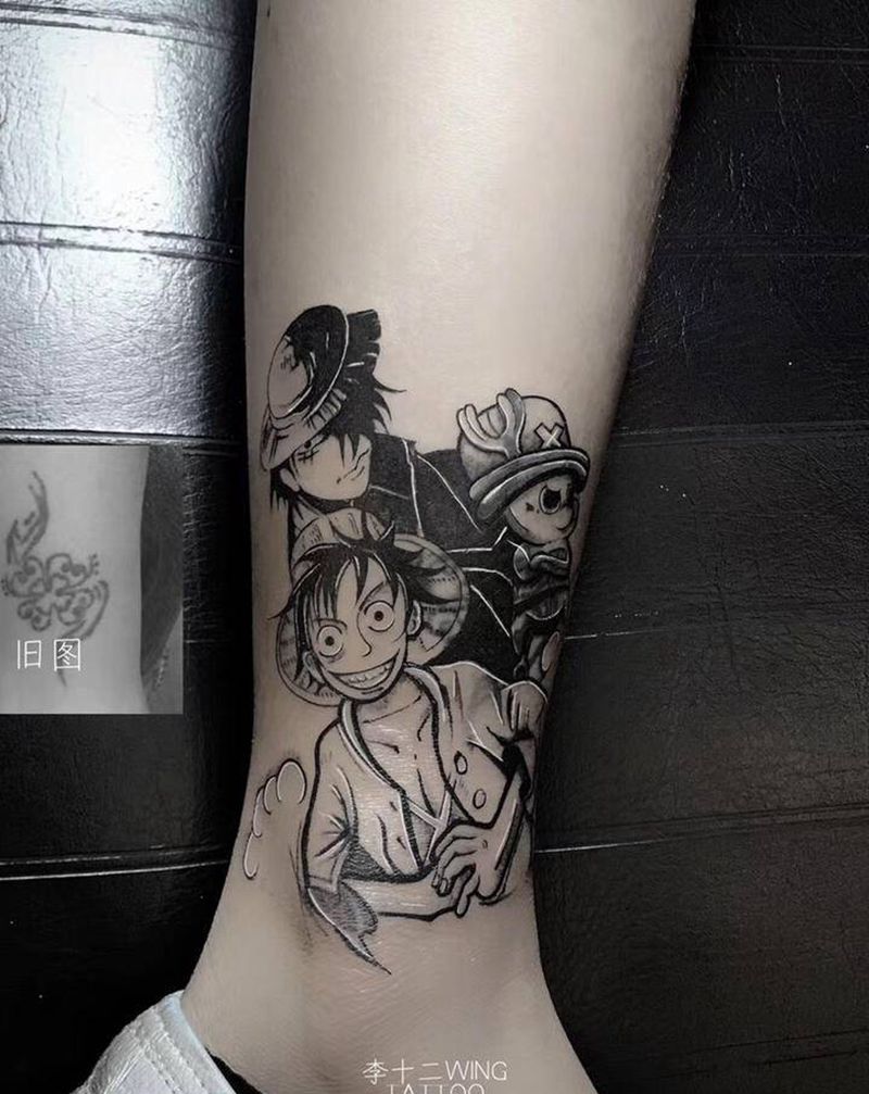 海贼王-遮盖纹身图片_腿部脚部图腾卡通纹身图案
